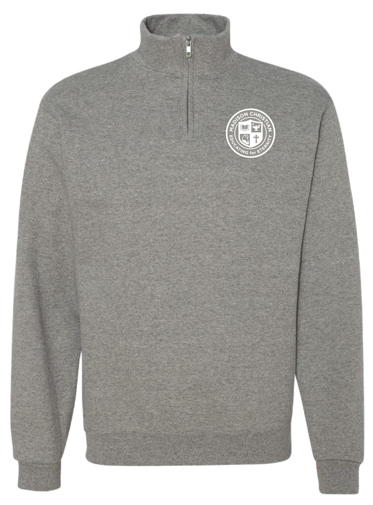 1/4 Zip Sweatshirt - Oxford Grey / Athletic Heather – MCSpirit 1/4 Zip Sweatshirt - Oxford Grey / Athletic Heather – MCSpirit