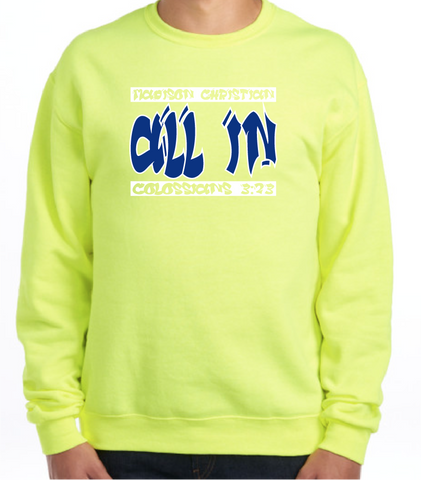 2024 ALL IN Crew Neck Sweatshirt - Safety Green