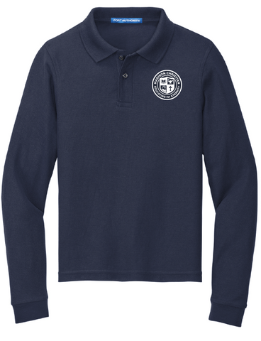 Youth Long Sleeve Polo - Navy