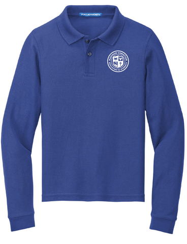 Youth Long Sleeve Polo - Royal Blue