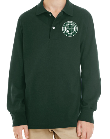 Long Sleeve Polo Shirt - Forest Green